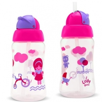 COPO VIVA C/CANUDO 330ML ROSA LOLLY