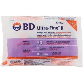 SERINGA INSULINA UF 1ML AG.8X0,3MM PCT C/10 BD