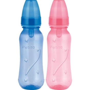 MAMADEIRA CINTURADA SIL RED 240ML AZUL PETITA