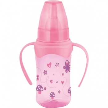 MAMADEIRA DECOR C/ALÇA SIL RED 240ML ROSA PETITA