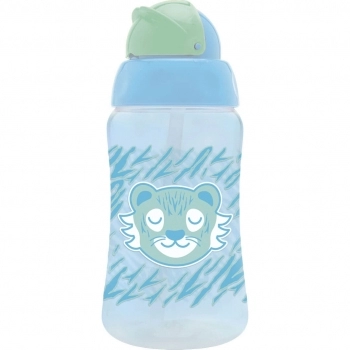 COPO COM CANUDO ZOO 330ML AZUL LOLLY