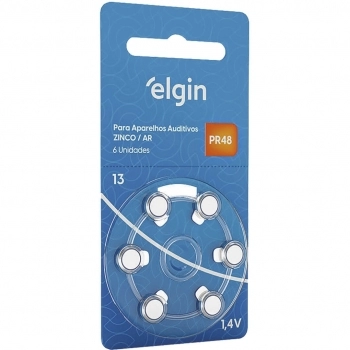 BATERIA PARA APARELHOS AUDITIVOS 13 C/6 ELGIN PR48 1,4V