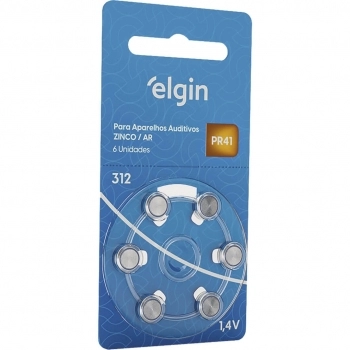 BATERIA PARA APARELHOS AUDITIVOS 312 C/6 ELGIN PR41 1,4V