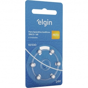 BATERIA PARA APARELHOS AUDITIVOS 10/230 C/6 ELGIN PR70 1,4V