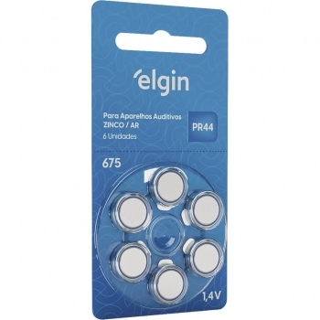 BATERIA PARA APARELHOS AUDITIVOS 675 C/6 ELGIN PR44 1,4V