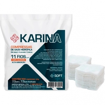 COMPRESSA DE GAZE 11FIOS PACOTE C/500 KARINA