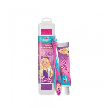 ESCOVA DENTAL BARBIE + GEL DENTAL + ESTOJO 50G CONDOR