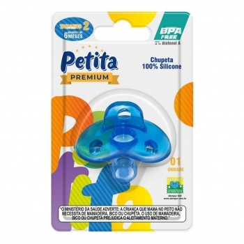 CHUPETA N°2 100% SILICONE REDONDO AZUL PETITA