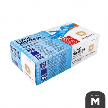 LUVA NITRILICA S/PÓ AZUL M C/100 DESCARPACK
