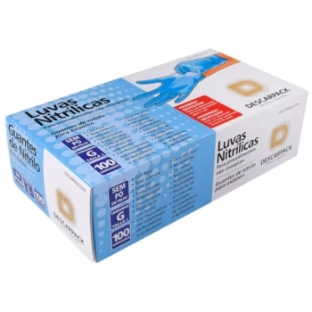LUVA NITRILICA S/PÓ AZUL G C/100 DESCARPACK