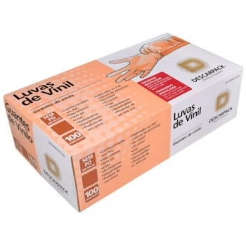LUVA VINIL S/PÓ P C/100 DESCARPACK