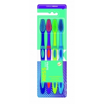 PACK COM 4 ESCOVAS DENTAIS KESS BASIC SUPRA