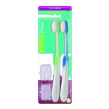 PACK COM 2 ESCOVAS DENTAIS KESS EXTREME CLEAR MACIAS