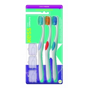 PACK COM 3 ESCOVAS DENTAIS KESS COMPLETE TIPPER MACIA