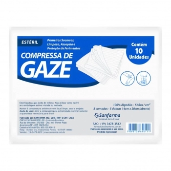 COMPRESSA DE GAZE 13F ESTERIL C/10 CICATRISAN