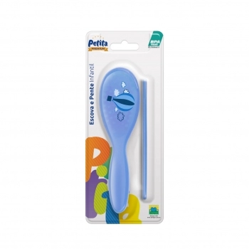 ESCOVA E PENTE INFANTIL AZUL PETITA