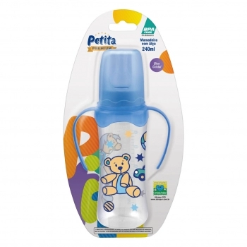 MAMADEIRA DECOR C/ALÇA SIL RED 240ML AZUL PETITA