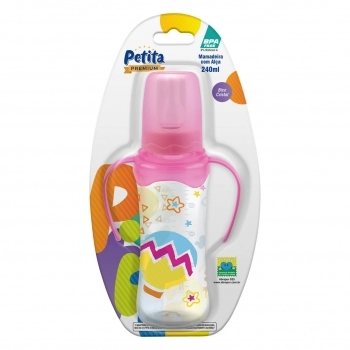 MAMADEIRA DECOR C/ALÇA SIL RED 240ML ROSA PETITA