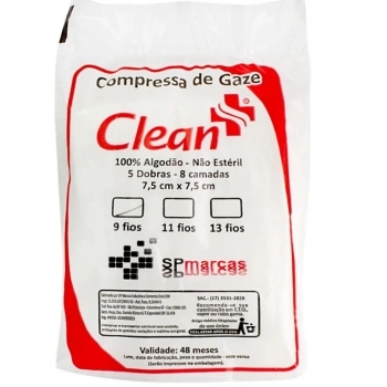 COMPRESSA DE GAZE 11FIOS PACOTE C/160G CLEAN