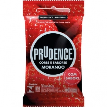 PRUDENCE PRESERVATIVOS MORANGO C/3