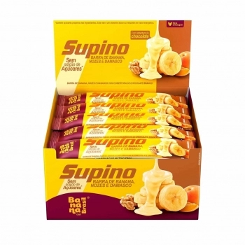 BARRA DE FRUTAS SUPINO ZERO CHOCOLATE NOZES E DAMASCO DISPLAY C/20X24G BANANA BRASIL