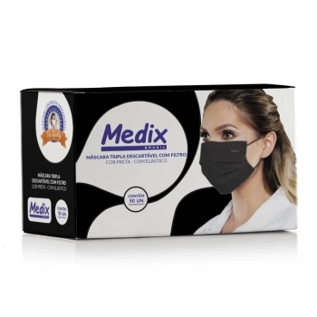 MASCARA DESC TRIPLA C/ELASTICO CX C/50 PRETA MEDIX
