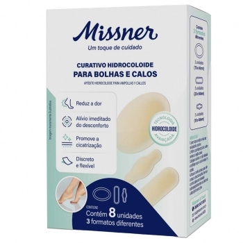 CURATIVO HIDROCOLOIDE P/ CALOS E BOLHAS C/8 MISSNER