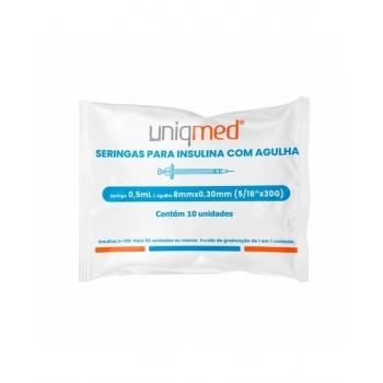 SERINGAS INSULINA 0,5 ML 8X0,50 C/10 UNIQMED