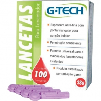 LANCETAS P/LANCETADOR 28G C/100 G-TECH