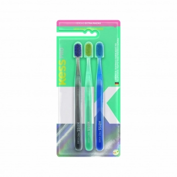 PACK COM 3 ESCOVAS DENTAIS KESS PRO EXTRA MACIAS