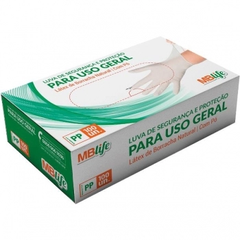 LUVA DE LATEX USO GERAL C/PÓ PP C/100
