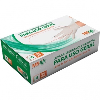 LUVA DE LATEX USO GERAL C/PÓ G C/100