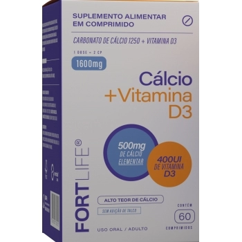 CALCIO + VITAMINA D3 1600MG C/60CAPS FORTLIFE