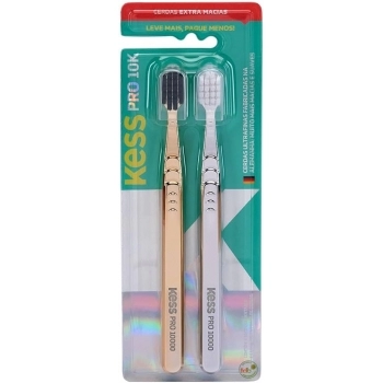 PACK COM 2 ESCOVAS DENTAIS KESS PRO 10K METALLIC EXTRA MACIAS