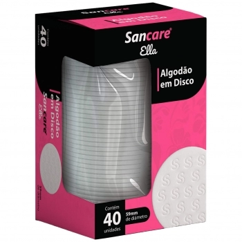 ALGODAO DISCO CAIXA COM 40 UNIDADES SANCARE ELLA