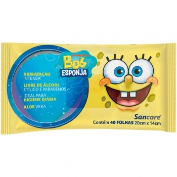 TOALHA UMEDECIDA 40 UNIDADES BOB ESPONJA