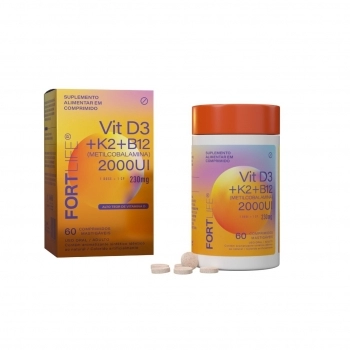 VITAMINA D3+K2+B12 230MG ADULTO C/60 COMP MASTIGÁVEIS FORTLIFE