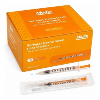 SERINGA INSULINA UF 1ML AG. 13X4,5 CX C/100