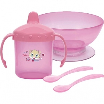 KIT REFEIÇÃO C/CANECA C/ALÇA CHERIE ROSA PETITA
