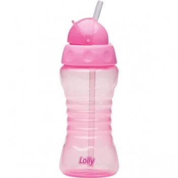 COPO CLEAN C/CANUDO 300ML ROSA LOLLY